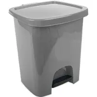 Hega hogar pedaalemmer - zilver - met klep - 6 liter - 25 x 29 x 29 cm - Afvalemmer/afvalbak - Pedaalemmers
