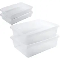 Hega hogar 4x Voedsel plastic bewaarbakjes laag 0,5 en 2,5 liter transparant 18 x 12 x 4 cm - Vershoudbakjes
