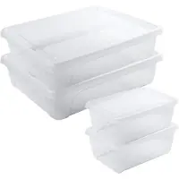 Hega hogar 4x Voedsel plastic bewaarbakjes hoog/diep 0,5 en laag 2 liter transparant - Vershoudbakjes