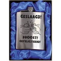 Benza Zakfles - Heupfles met Schroefdop - RVS - Geslaagd - (inhoud 210 ml)