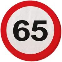 Folat 40x 65 jaar leeftijd themafeest servetten verkeersbord 33 cm ron - Feestservetten