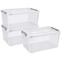 Curver Handy+ Opbergbox - 50L - 3 stuks - Transparant met deksel