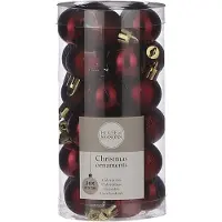House of Seasons 60x Kleine kunststof kerstballen donkerrood 3 cm - Kerstbal
