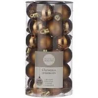 House of Seasons 30x Kleine kunststof kerstballen licht koper 3 cm - Kerstbal