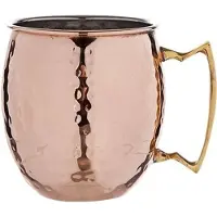 Cosy & Trendy 1x Koperen Moscow Mule beker/glas gehamerd met handvat 450 ml - Cocktailglazen