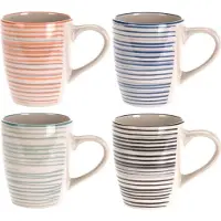 Excellent houseware Set van 4 koffiebekers - 240 ml in verschillende neutrale kleuren