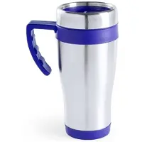 Carson RVS thermosbeker/warmhoud koffiebeker - blauw - 500 ml - Isoleerbeker - Thermosbeker