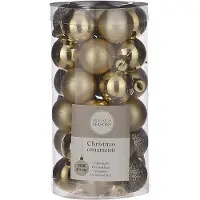 House of Seasons 30x Kleine kunststof kerstballen goud 3 cm - Kerstbal