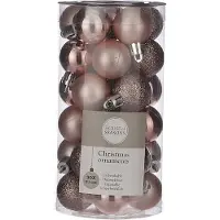 House of Seasons 30x Kleine kunststof kerstballen lichtroze 3 cm - Kerstbal