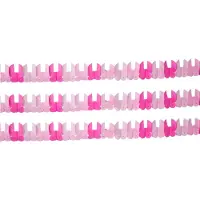 Folat Set van 3x stuks papieren roze slingers meisje geboren 6 meter - Feestslingers