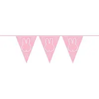 Merkloos 3x Roze Nijntje meisje geboren slingers van 6 meter - Vlaggenlijnen