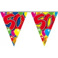 Folat 3x stuks 50 jaar slingers vlaggetjes 10 meter - Vlaggenlijnen