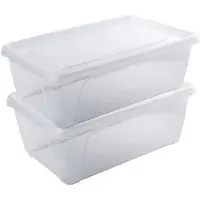 Hega hogar 2x Voedsel plastic bewaarbakje hoog/diep 1 liter transparant 18 x 12 x 7 cm - Vershoudbakjes
