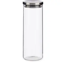 Vivalto Glazen luxe keuken voorraadpot/voorraadbus met deksel zilver 1700 ml - Voorraadpot