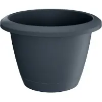 Prosperplast 1x Stuks kunststof Respana bloempotten/plantenpotten antraciet 39 cm inclusief onderzetter - Plantenpotten