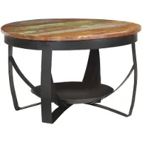 vidaXL Salontafel Ø 68x43 cm massief gerecycled hout