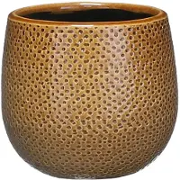 Mica Decorations Bloempot - okergeel - keramiek - 14 x 12 cm - Plantenpotten