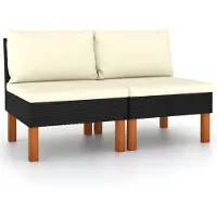 vidaXL - Middenbanken - 2 - st - poly - rattan - en - massief - eucalyptushout