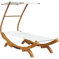 vidaXL Loungebed met luifel 100x190x134 cm massief gebogen hout crème
