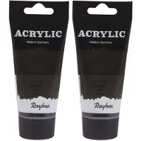 Rayher Hobby Set van 2x stuks zwarte acrylverf/hobbyverf op waterbasis 75 ml - Hobbyverf