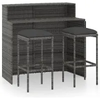 vidaXL 3-delige tuinset met kussens, grijs
