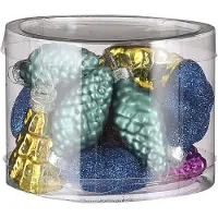 House of Seasons 14x stuks glazen kersthangers dennenappels gekleurd 9 cm kerstornamenten - Kersthangers