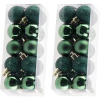 Cosy & Trendy 40x stuks kleine kunststof kerstballen donkergroen 3 cm mat/glans/glitter - Kerstbal