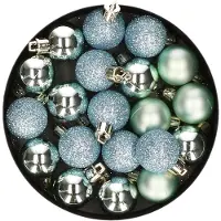 Cosy & Trendy 20x stuks kleine kunststof kerstballen mint groen 3 cm mat/glans/glitter - Kerstbal
