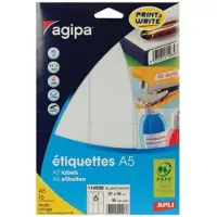 Agipa witte etiketten Print & Write ft 97 x 46 mm (b x h), 96 stuks, 6 per blad - 4 stuks