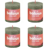 Bolsius Stompkaarsen Shine 4 st rustiek 80x68 mm fris olijfkleurig