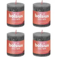 Bolsius Stompkaarsen Shine 4 st rustiek 80x68 mm stormgrijs