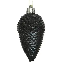 Décoris Dennenappel kerst ornament | | 6 stuks (Zwart)