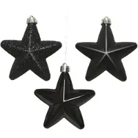 Décoris Ster kerst ornament | | 6 stuks (Zwart)