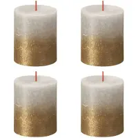 Bolsius Stompkaarsen Sunset 4 st rustiek 80x68 mm zandgrijs goudkleur