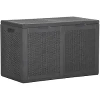 vidaXL Tuinopslagdoos, 180 liter, zwart, PP-kunststof, rattanlook
