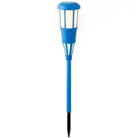 Lumineo Solar tuinfakkel/tuinlamp blauw op zonne-energie 61 cm - Fakkels
