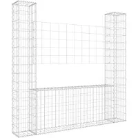 vidaXL Schanskorf U-vormig met 2 palen 140x20x150 cm ijzer