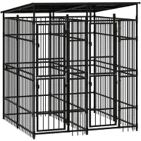 vidaXL Hondenkennel met dak 3,69 m² staal