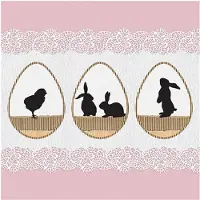 Ambiente 40x Pasen thema tafel servetten paashaas/kuiken thema roze 33 x 33 cm - Feestservetten