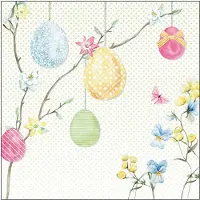 Ambiente 40x Pasen thema tafel servetten paaseitjes thema 33 x 33 cm - Feestservetten