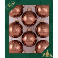 Merkloos 8x stuks glazen kerstballen 7 cm acacia bruin - Kerstbal
