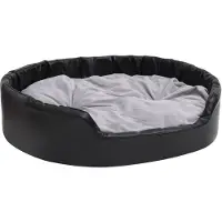 vidaXL Hondenmand 99x89x21 cm pluche en kunstleer zwart en grijs