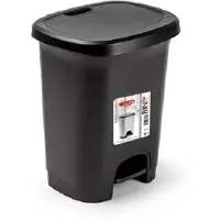 PlasticForte Kunststof afvalemmers/vuilnisemmers zwart 8 liter met pedaal - Pedaalemmers