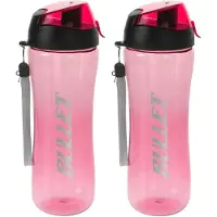 Excellent houseware 2x stuks bidon drinkfles/waterfles roze 700 ml - Drinkflessen