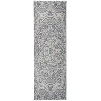 vidaXL Buitenkleed met patroon platgeweven 80x250 cm blauw