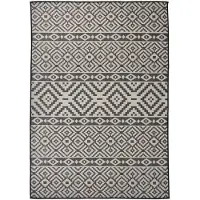 vidaXL Buitenkleed met patroon platgeweven 140x200 cm zwart