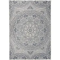 vidaXL Buitenkleed, plat geweven, 140x200 cm, blauw patroon