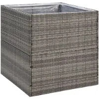 vidaXL Plantenbak 80x80x80 cm poly rattan grijs