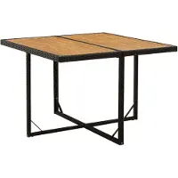 vidaXL Tuintafel, zwart, 109x107x74 cm, polyrotan, massief acaciahout