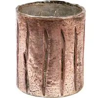 Clayre & Eef Theelichthouder Ø 11x13 cm Roze Glas Rond Waxinelichthouder Roze Waxinelichthouder